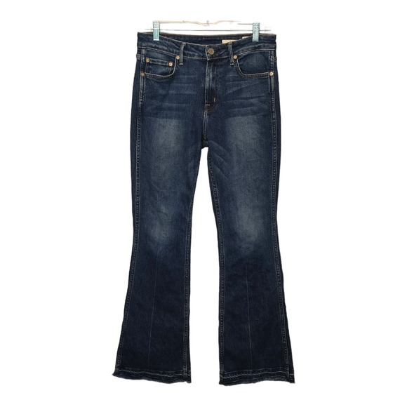 NoEnd Denim Jeans Womens Size 27 Blue Flare Mid-Rise Raw Hem Made in USA - Picture 1 of 16